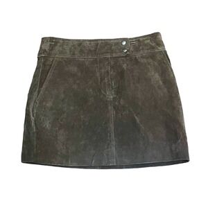 Blank Nyc Olive Green  Preppy Casual Leather Button Minimalist  Mini‎ Skirt 26